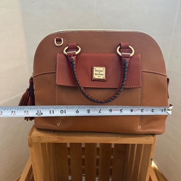 Dooney & Bourke Brown & Tan Pebble Grain Leather Aubrey Dome Satchel Hand Bag - Picture 16 of 16